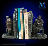 Medieval Knight Bookends - Bronzed Crusader Statue, Guarding Portal (and books)