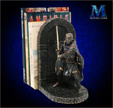 Medieval Knight Bookends - Bronzed Crusader Statue, Guarding Portal (and books)