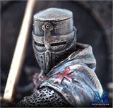 Medieval Knight Bookends - Bronzed Crusader Statue, Guarding Portal (and books)