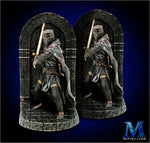 Medieval Knight Bookends - Bronzed Crusader Statue, Guarding Portal (and books)