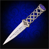 Custom-Engraved Scottish Sgian Dubh - Celtic Style - Blue Sapphire
