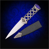 Custom-Engraved Scottish Sgian Dubh - Celtic Style - Blue Sapphire