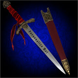 Personalized Medieval Dagger with Hand-Dyed, Silk-Wrapped Grip