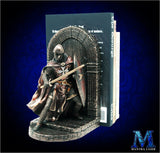 Medieval Knight Bookends - Bronzed Crusader Statue, Guarding Portal (and books)