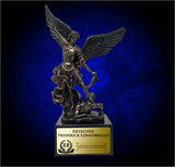 Bronzed St. Michael the Archangel Taking Lucifer Down