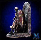 Medieval Knight Bookends - Bronzed Crusader Statue, Guarding Portal (and books)