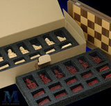 Personalized Chess Set with Historical Isle of Lewis Reproduction Game Pieces and Foldable Wooden Chess Board