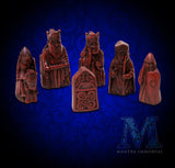 Personalized Chess Set with Historical Isle of Lewis Reproduction Game Pieces and Foldable Wooden Chess Board