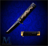 Tanto-Style Dragon Folding Knife - Spring-Assist - with Free Personalization