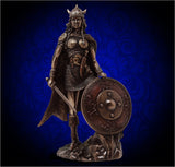 Lagertha, bronze viking shield-maiden statue, 11 inches tall, with optional personalization