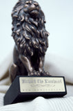 Personalized lion bookend / sculpture - cold-cast bronze with marble base and free custom engraving!