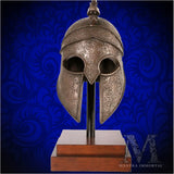 Oversized Macedonian Helmet with Cold-Cast Bronze Finish on Museum Mount Stand - with Optional Custom-Engraving