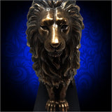 Personalized lion bookend / sculpture - cold-cast bronze with marble base and free custom engraving!