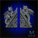 Dragon's-eve: customizable gothic-cathedral bookends with free text engraving