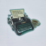 Book Themed Sticker / Typewriter and Tea Cup / C.S. Lewis