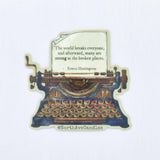 Book Themed Sticker / Vintage Typewriter / Hemingway /