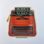 Book Themed Sticker / Retro Typewriter / Bradbury Quote