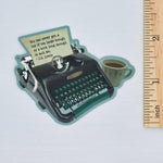 Book Themed Sticker / Typewriter and Tea Cup / C.S. Lewis