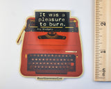 Book Themed Sticker / Retro Typewriter / Bradbury Quote