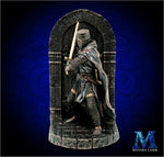 Medieval Knight Bookends - Bronzed Crusader Statue, Guarding Portal (and books)