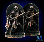 Medieval Knight Bookends - Bronzed Crusader Statue, Guarding Portal (and books)