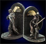 Medieval Knight Bookends - Bronzed Crusader Statue, Guarding Portal (and books)