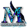 Decorative 'M' logo with colorful patterns and 'Mantra Immortal' text on a white background