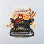 Book Themed Sticker / Floral Typewriter / Shelley Quote