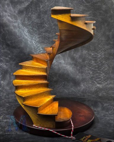 Spiral Library Stairs Sculpture, Crafted in Mahogany