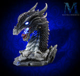 Horned Obsidian Dragon Bust (LED)