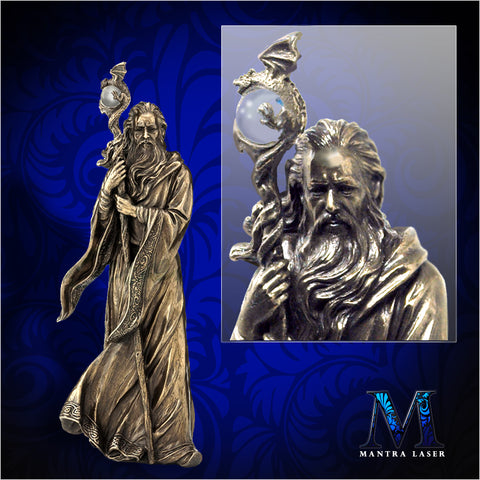 Merlin Statue with Cold Cast Bronze Finish - 12" High