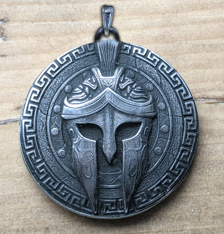 Spartan Pendant with Braided Leather Cord, Gift Box & Free Engraving