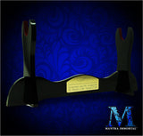 Hero Sword Stand w/ Piano-Finish, Velvet Accents and Optional Engraved Plate
