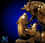 Bronzed Bull and Bear Statue - Stock Market Decor