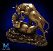 Bronzed Bull and Bear Statue - Stock Market Decor