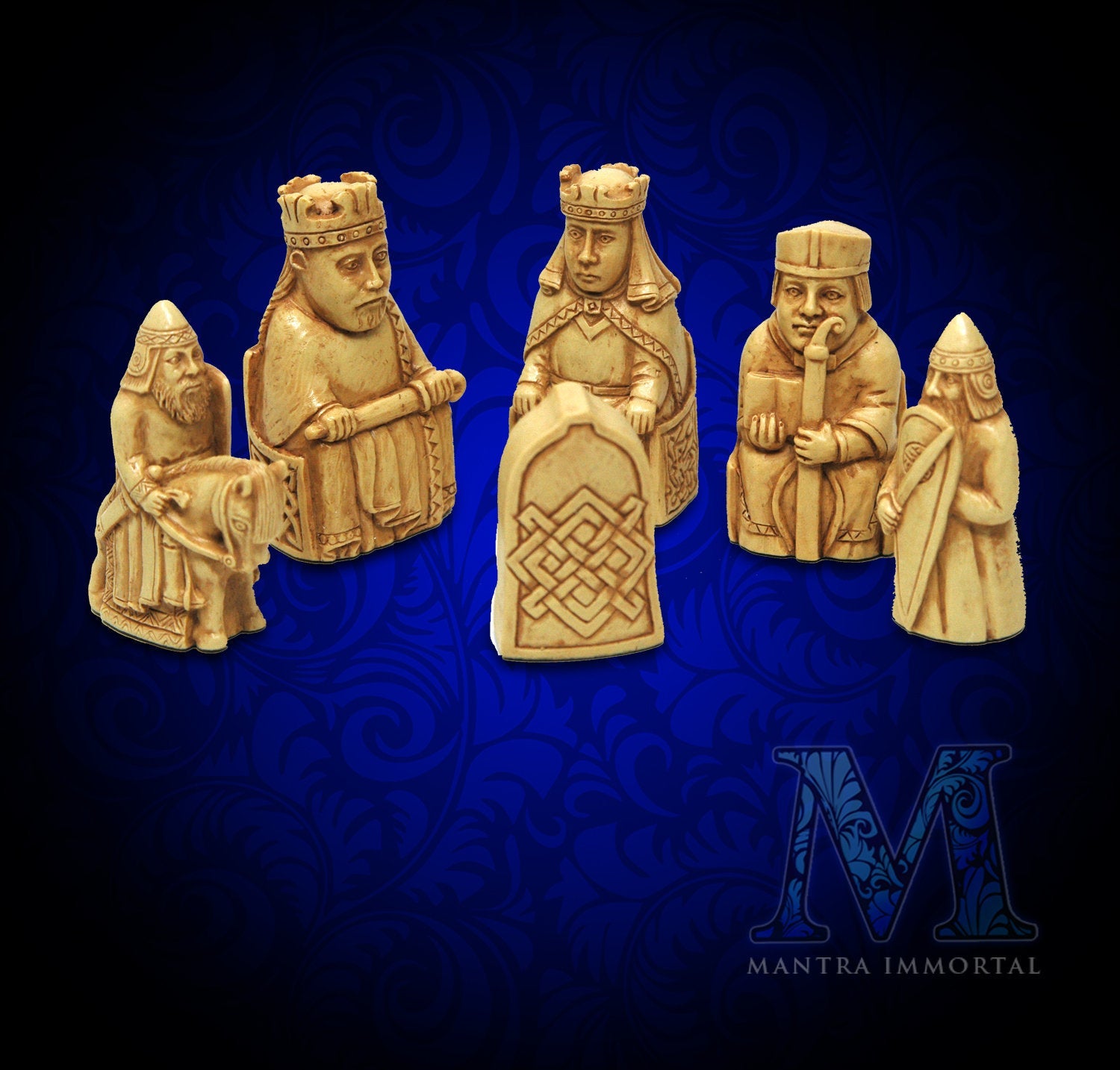 Personalized Chess Set with Historical Isle of Lewis Reproduction Game –  Mantra Immortal: Immortalize Your Gifts!