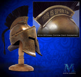 Mini Spartan-Crested Helmet Made with Weathered Steel - Optional Customization