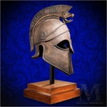 Oversized Macedonian Helmet with Cold-Cast Bronze Finish on Museum Mount Stand - with Optional Custom-Engraving