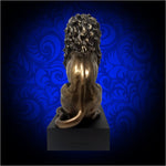 Personalized lion bookend / sculpture - cold-cast bronze with marble base and free custom engraving!