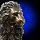 Personalized lion bookend / sculpture - cold-cast bronze with marble base and free custom engraving!