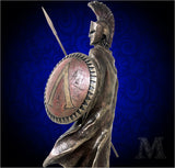 Leonidas Statue, King of Sparta in Cold-Cast Bronze Finish - w/ Spear in Noble Posture- Optional Personalization/Engraving Available