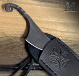 Personalized, Viking-Style Neck Knife with Celtic-Embossed Leather Sheath and Free Custom Engraving!