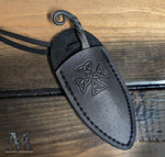 Personalized, Viking-Style Neck Knife with Celtic-Embossed Leather Sheath and Free Custom Engraving!