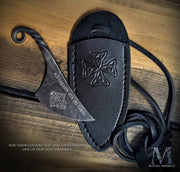 Personalized, Viking-Style Neck Knife with Celtic-Embossed Leather Sheath and Free Custom Engraving!
