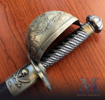 Custom-Engraved Pirate Sword with Ship-Etched Bell Guard and Free Text Engraving