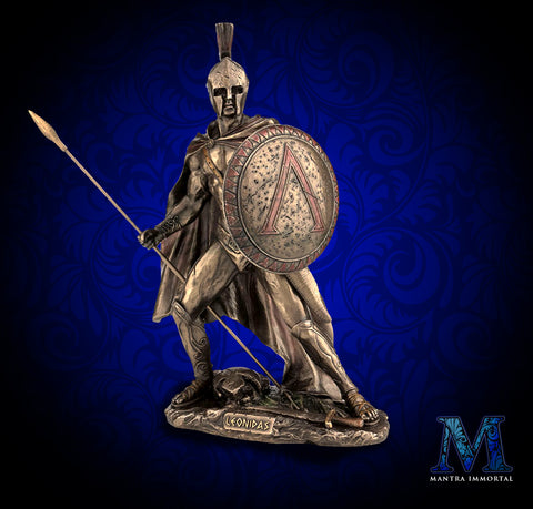 Spartan Statue: Cold-cast Bronze Finish - Leonidas with Spear In Stance